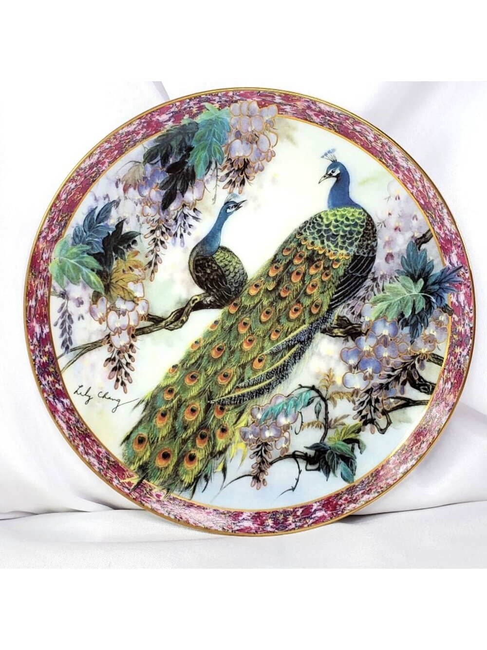 Beauty Peacock Plate By Lily Chang Gardens Of Paradise 1993 COA